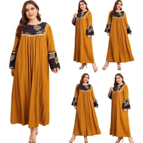 Plus Size Muslim Women Long Dress Casual Loose Sequins Tassel Maxi Robe Abaya Islamic Clothing Arab Middle East Dubai Kaftan New