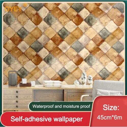 Retro 3D Three-dimensional Imitation Tile Wallpaper Brick Pattern Decoration Creative Waterproof PVC Wall Sticker