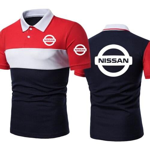 Fashion Mens POLO shirt Casual NISSAN Car Logo Printing Mens short sleeve Splicing Summer Cotton High Quality short sleeve