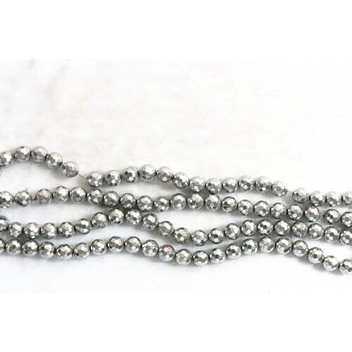 Silver-color Hematite Stone Hot Fashion Diy Jewelry 4mm 6mm 8mm 10mm 12mm Round Faceted Beads Loose Beads 15 Inches B216