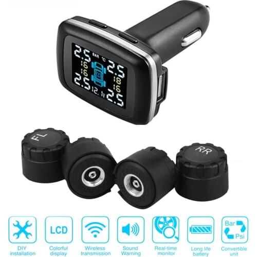 Professional Wireless Smart TPMS TP620 DC12V Real Time Digital Tire Pressure Monitoring System Tire Pressure Alarm Car Universal
