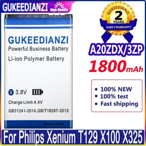 1800mAh GUKEEDIANZI A20ZDX/3ZP Replacement Battery For PHILIPS Xenium X325 X100 T129 Smart Moble Phone with Track Code