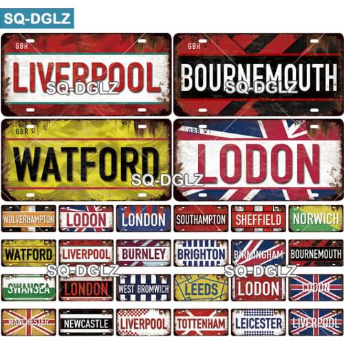 [SQ-DGLZ]United Kingdom City License Plate Metal Sign Vintage Plaque Tin Sign Wall Decor Bar Decor Ireland/England Flag Poster