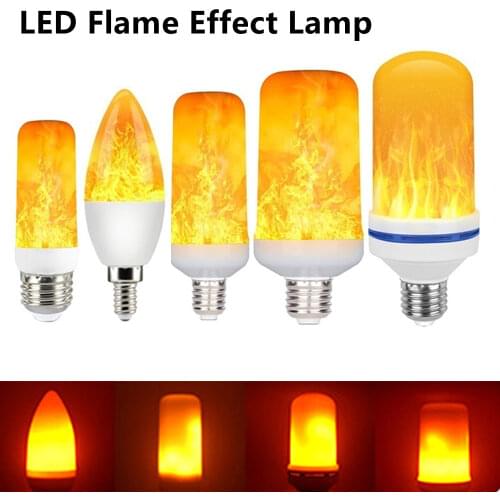 LED Flame Lamp E27 Fire Bulb LED 3W 5W 7W 9W E26 Flame Effect Light 220V E14 Corn Bulb E12 Candle Light Dynamic Flickering 110V