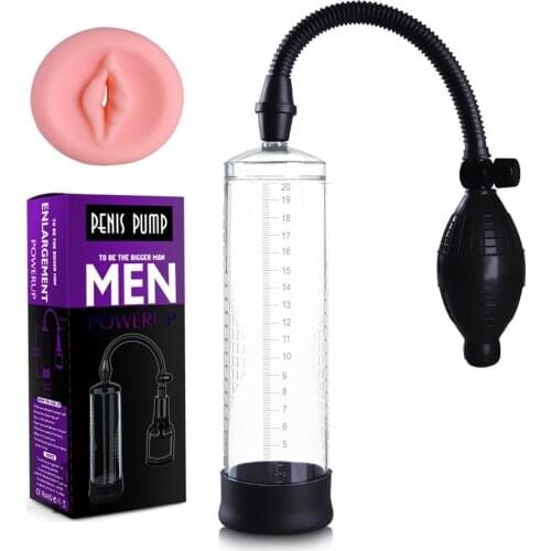 Penis Enlargement Vibrator for Men Penis Pump Male Penile Erection Training Dick Extend Enhancer No Vibrator Pump Sex Toys