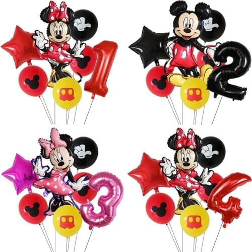 7pcs/lot Minnie Balloons Mickey Mouse Birthday Party Decorations Baby Shower Decor Kids Party Mickey Balloon Air Globos