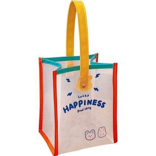 Ins Flower Rabbit Jelly Handbag Girls Transparent Waterproof Beach Travel Shoulder Bags Women Korean Kawaii Storage Tote WY07