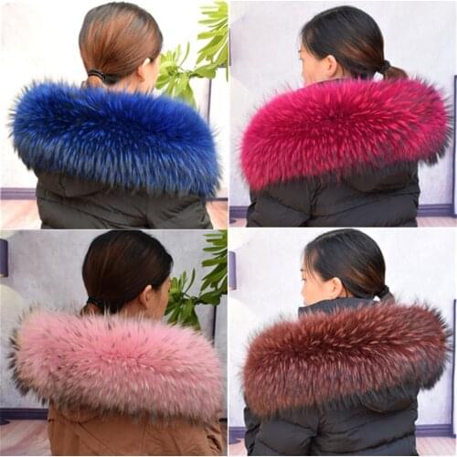 Real Raccoon Fur Collar Winter Coat Jacket Down Jacket Universal Hooded Fur Scarf Fuffy Fur Decoration
