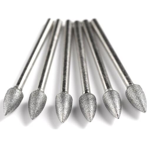 10pcs shank 3mm 120# burr bullet type 4/5/6/8/10/12mm Diamond abrasive bits peeling head grinding trimming polishing bits