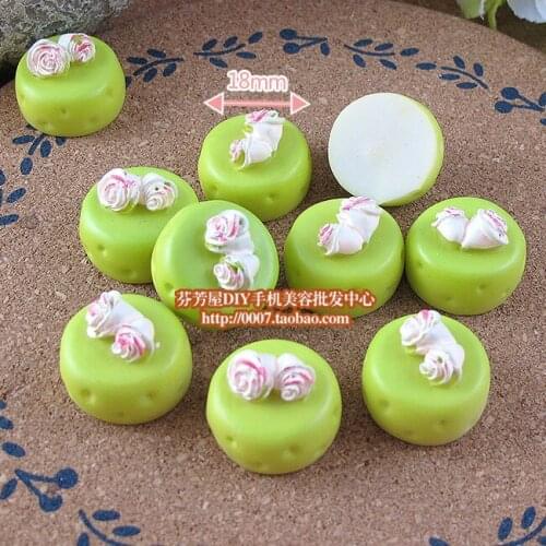 10pcs/lot Resin Flat Back green flower cake 18mm mixed kawaii cabochon crafts DIY home decoration