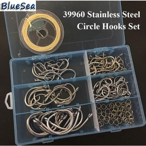 BlueSea 120pcs 39960 Stainless Steel Tuna Circle Fish Hooks Big Game Fish Tuna Circle Bait Fishhooks Circle Fishing Hooks