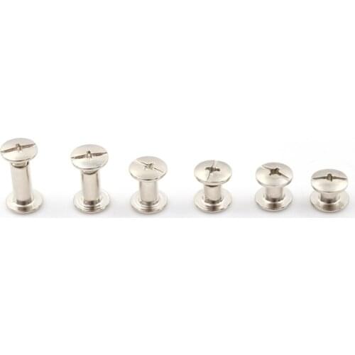 20pcs Nickel Binding Chicago Screws Leather Craft Belt Wallet Solid Brass Nail Rivets Screws Bags accessories tacks clothes