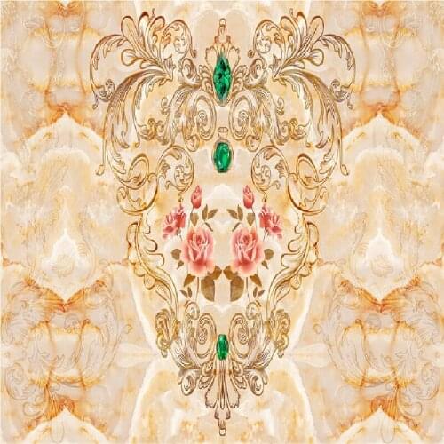 3d marble European pattern royal flying flower relief luxury theme hotel decoration wallpaper mural