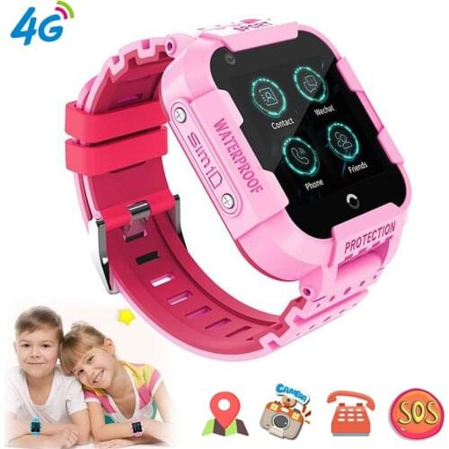 Girls Kids Smart Watch with Camera Support 4G SIM Card Video Chat SOS LBS Location Clock IP67 Waterproof Children Phone Watch