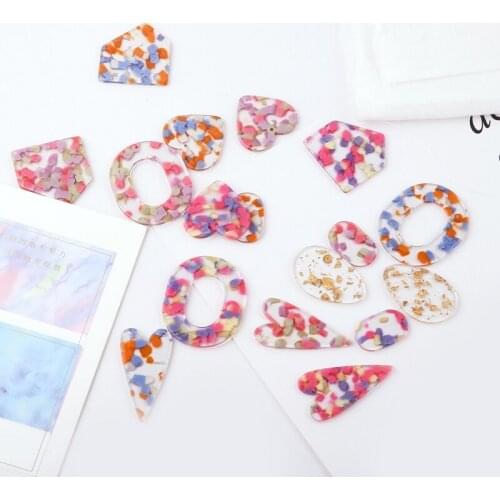 6pc Jelly Color Granules Acetate Plate Love Polygon Geometric Earrings For Women Irregular Earrings Material Jewelry Accessories