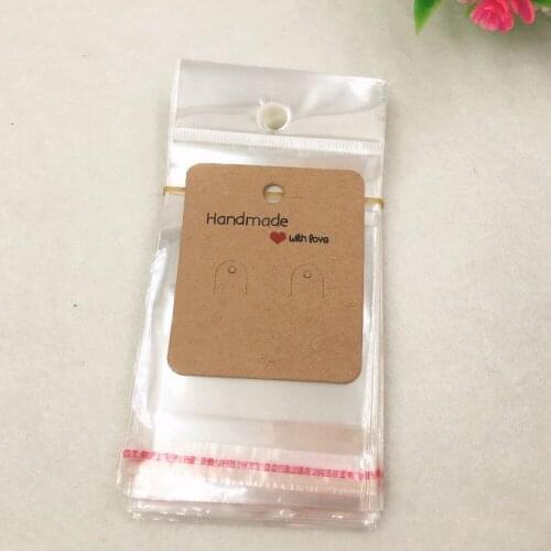 6x5cm black/kraft jewelry paper Earring Cards jewelry earring cards 100pcs +100pcs opp bag