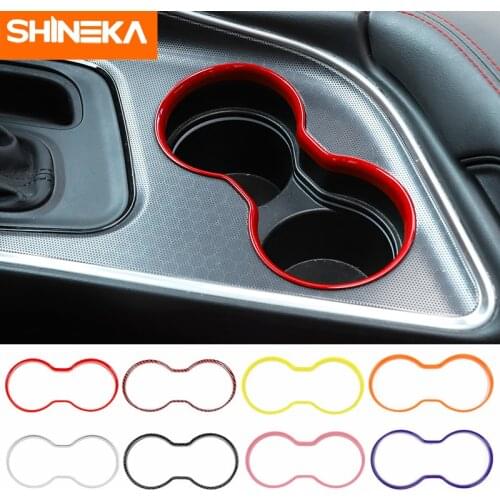 SHINEKA Interior Accessories for Dodge Challenger Car Front Water Cup Holder Decoration Ring Cover for Dodge Challenger 2015