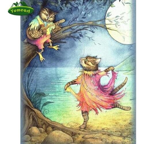 YUMEART Full Square Drill Diamond Embroidery Owl Romance 5D DIY Diamond Painting Cross Stitch Novelty Modern 3D DIY Room Decor