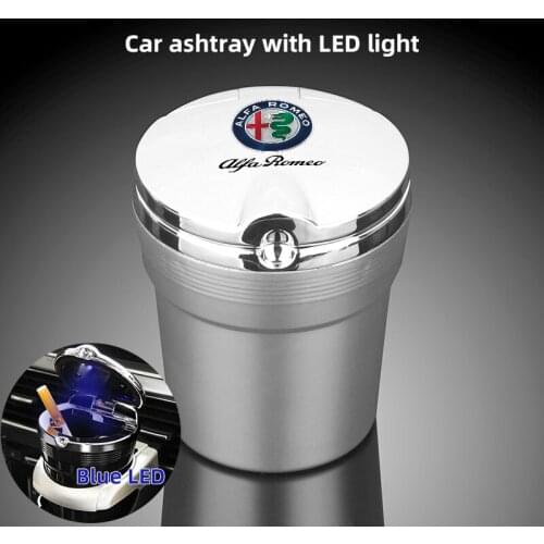 Car LED ashtray cigarette trash can for Alfa Romeo giulia stelvio giulietta 156 166 159 147 With LED Light ashtray Accessories