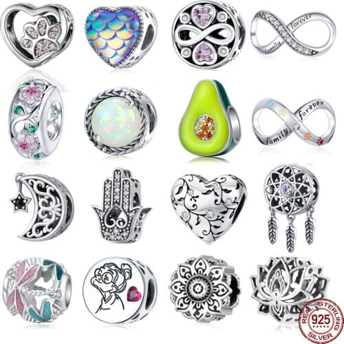 BAMOER Silver Charm Collection 925 Sterling Silver Dazzling CZ Beads fit Bracelets & Bangles Jewelry