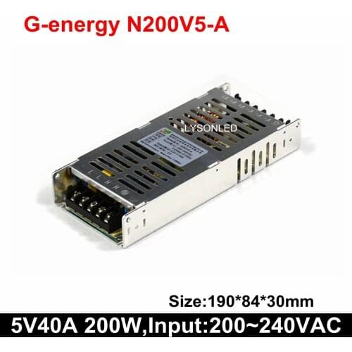 Free Shipping N200V5-A Slim 200W PSU G-energy LED Display Power Supply DC5V 40A Output