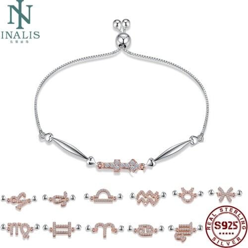 925 Sterling Silver Bracelets For Women Twelve Constellation Adjustable Unique Birthday Gift Zircon Bracelets Trend Fine Jewelry