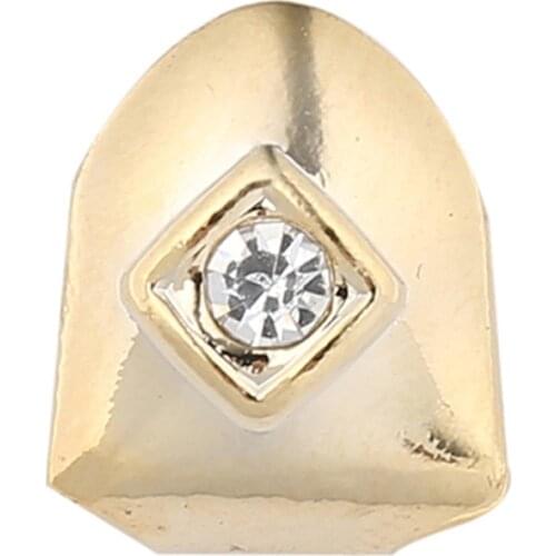 Hip Hop Diamond Single Gold Teeth Grills Hip Hop Grills Top Grill Cosplay Teeth Cap Tooth Body Jewelry Copper Dental Grills Gift