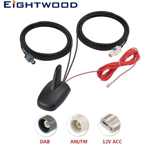 Eightwood DAB/DAB+AM/FM Car Digital Radio/Stereo Amplified Aerial Roof Mount Shark Fin Antenna for Alpine Ezi-DAB