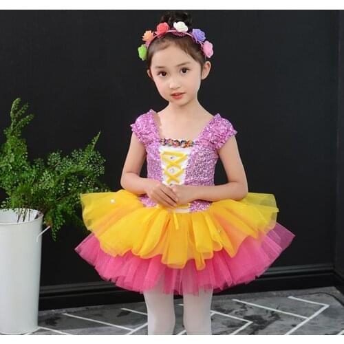Kids Girls Jazz Dance Dress Child Sequin Salsa Dance Wear Jazz Dance Costume