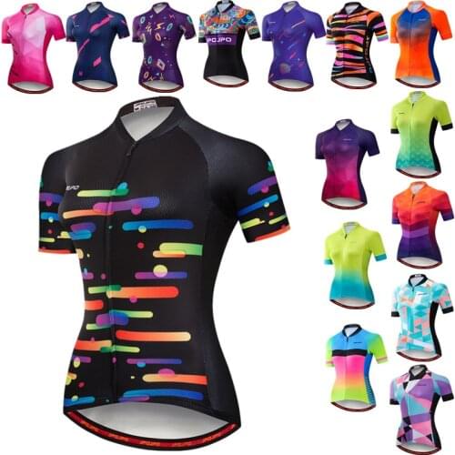 JPOJPO Black Women Cycling Jersey Tops Summer Bike Jersey Shirt Breathable Cycling Clothing Quick Dry Bicycle Clothes Cycle Wear