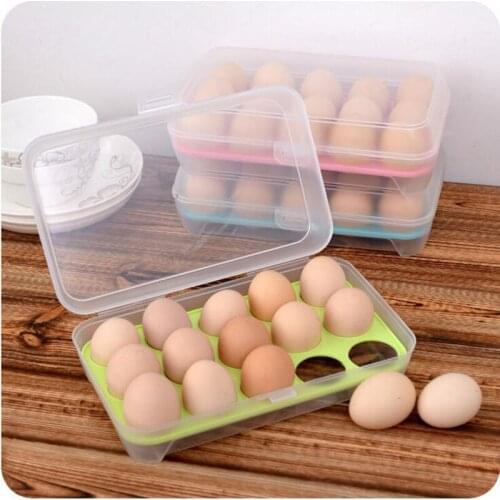15 Grids Egg Storage Box Eggs Holder Egg Tray Container PP Refrigerator Space Saver Container Airtight Fresh Preservation Box