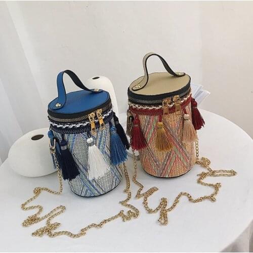 Purses And Handbags Luxury Designer Barrel-shapped Bags For Women 2020 New Luxury Handbags Fashion Crossbody Bags With Tassel