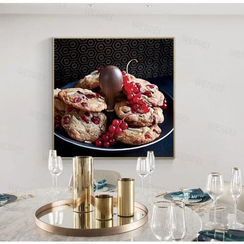 Kitchen Canvas Painting Almond and Cranberry Cookies Cuadros Scandinavian Posters and Prints Wall Art Food Picture Living Room