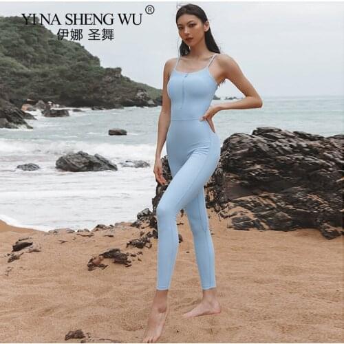 Summer Yoga Sleeveless Skiing Jumpsuit Women Elastic Hight Outfit Fashion Fitness Sportwear Slim Pants Rompers Zipper Sportswear