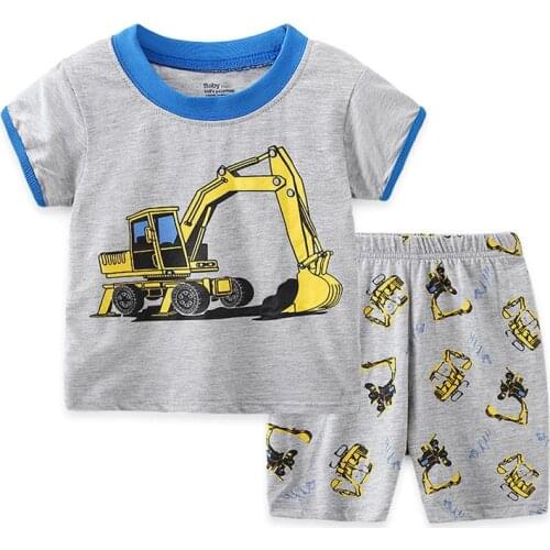 Best selling cartoon short-sleeved boys children pajamas set summer new pajamas set childrens underwear home service