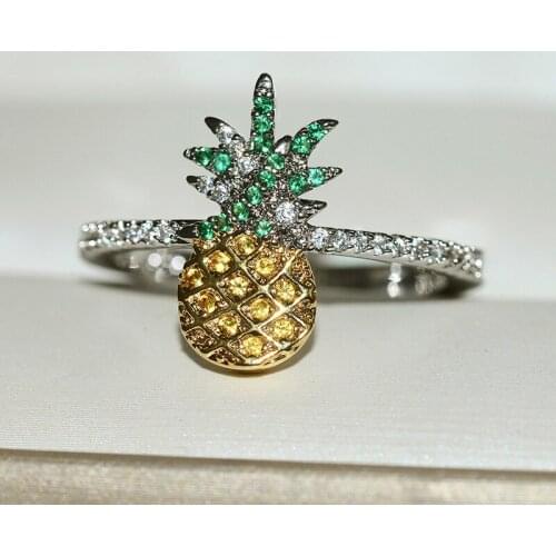 Fashion Jewelry Creative Pineapple Ring 925 Silver AAAA Cz Engagement Wedding Ring Womens Bridal Jewelry