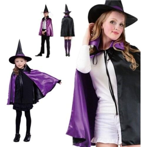 Fashion Witch Role-playing Cloak and Hat Adult Childrens Cloak Halloween Performance Costume Masquerade Props Accessories