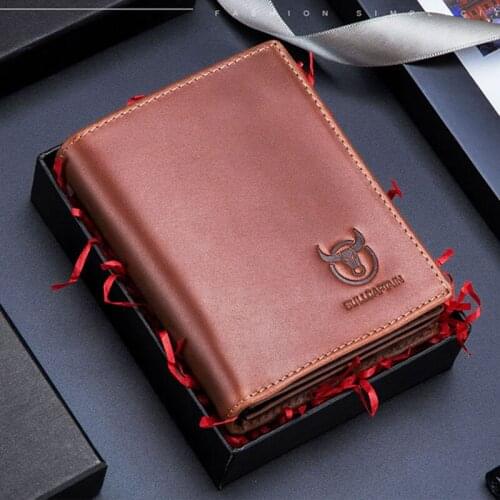 Top Genuine Leather Wallet Mens Purse RFID Blocking Protect Card Holder Wallets Banknote Thicken Cowhide Male Wallet 2021 New