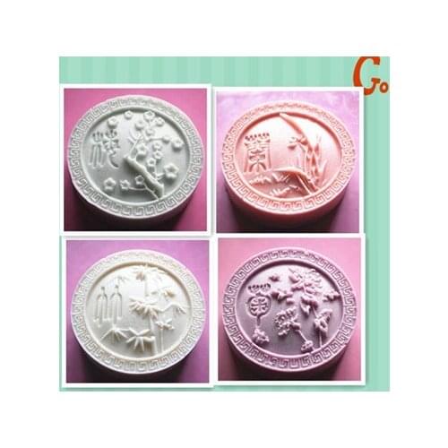 Handmade Soap Silicone Mold Animal Candle Molds Polymer Clay Chinese favorate plant,4 pcs/set