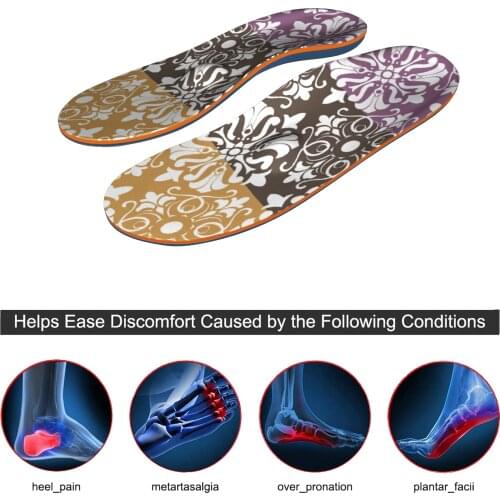 Purple Printing iFitna Printing Pattern Original Memory Foam High Arch Support Insoles for Men Women flat feet Orthotic Inserts
