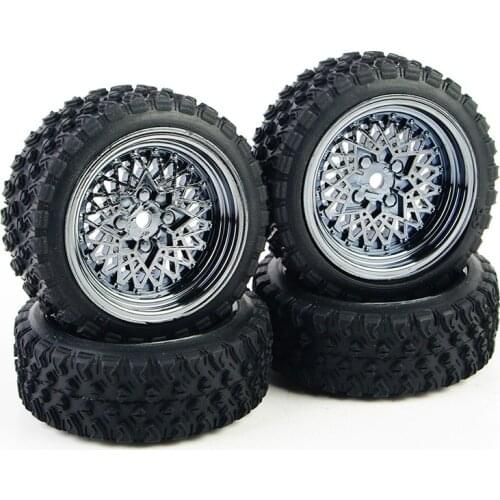 RC 4Pcs Rally Tires Model Electroplated Wheel Rims 10362+21104 Fit HSP HPI 1:10 Off Road Model Car