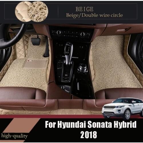 Luxury Double Layer Wire Loop Car Floor Mats Carpets For Hyundai Sonata Hybrid 2018 Auto Interior Accessories Leather Covers
