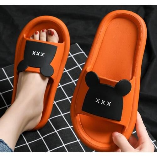 Summer Womens Home Slippers Indoor Soft Soled Antiskid Female Bathroom Cartoon Slippers Lightweight Black Women Sandals Outdoor