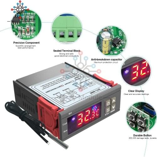STC-3000 Digital Thermostat Temperature Regulator Controller 12V 24V 220V Thermometer Sensor Hygrometer