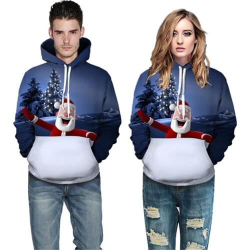Unisex 3D Xmas Long Sleeves Santa Claus Merry Christmas Cartoon Autumn sweatshirt Hoodie Funny Gift Womens Mens Costume Adults