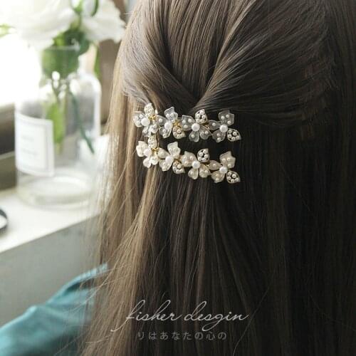 Elegant Pearl Flower Hairpin Butterfly Flower Spring Clip Temperament Female Fashion Hairpin Jewelry