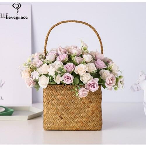 1Bunch 10 Heads Artificial Silk Flower Roses Imitation Rose Flore Bunch Wedding Table Backdrop Arrangement Home Decor Fake Flore