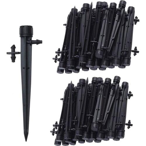 100 Pcs Irrigation System Drippers, 360 Degree Adjustable Irrigation Drip Emitters with Connector for 4mm/7mm Tube