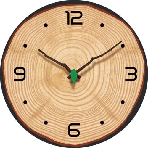 12 Inches Home Needle Clocks for Living Room Bedroom Wall Decoration Mute Carving Round Watch Digital Log Tree Leaves Clocks