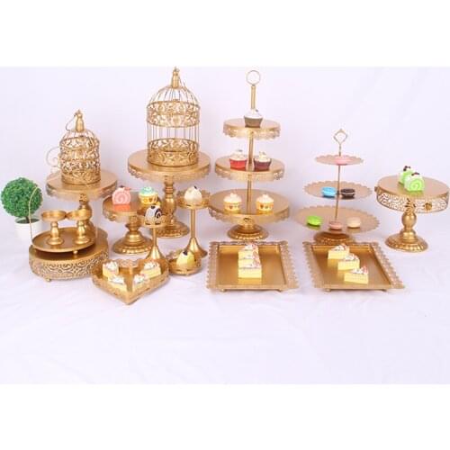 18pcs gold white cake stand set cupcake tray wedding party